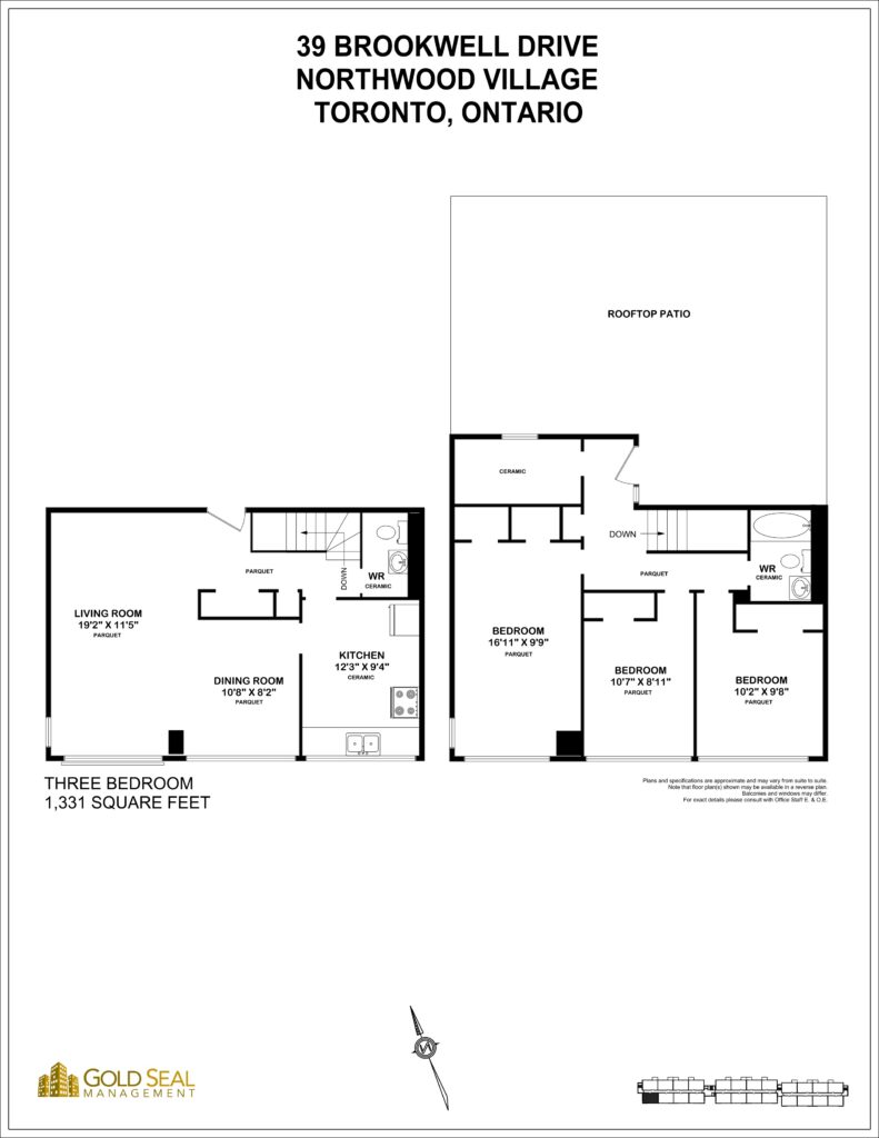 3-bedroom floor plan at Northwoods Village, North York, Toronto