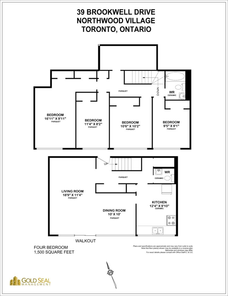 4-bedroom floor plan at Northwoods Village, North York, Toronto